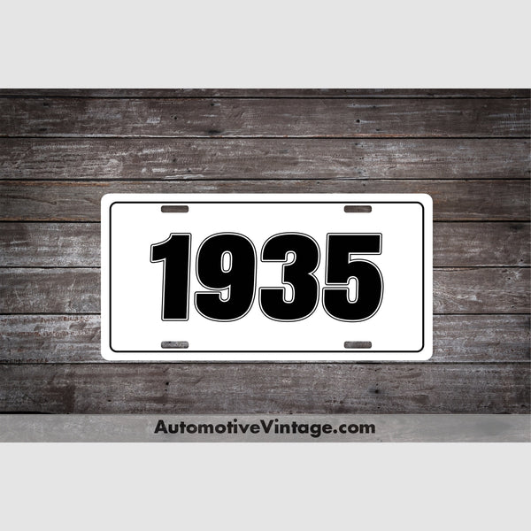 1935 Car Year License Plate White With Black Text