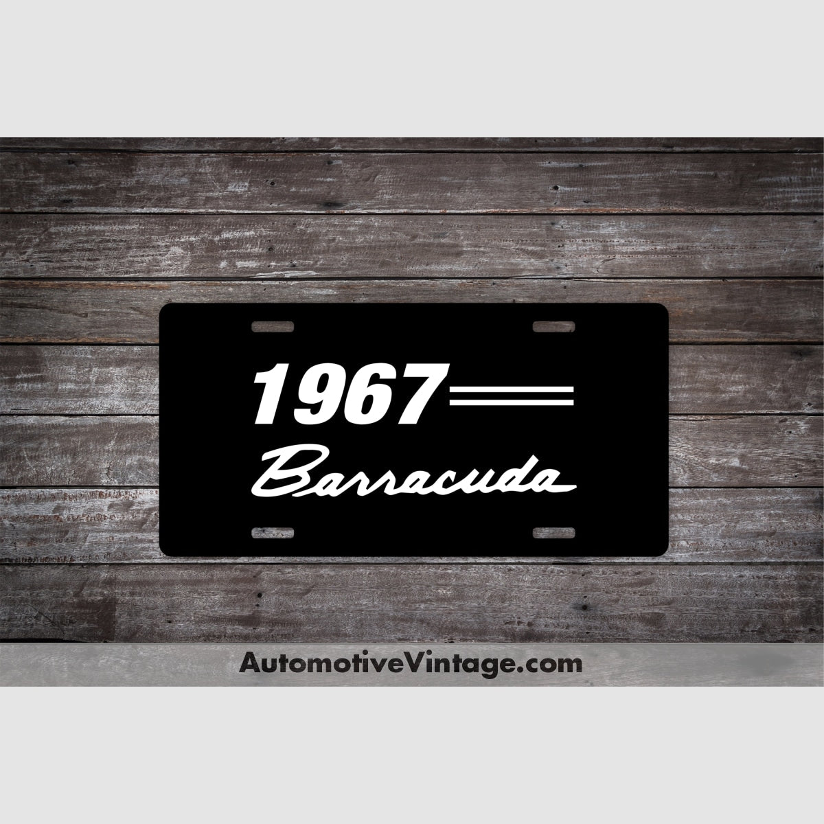 1967 Plymouth Barracuda License Plate Black With White Text Car Model