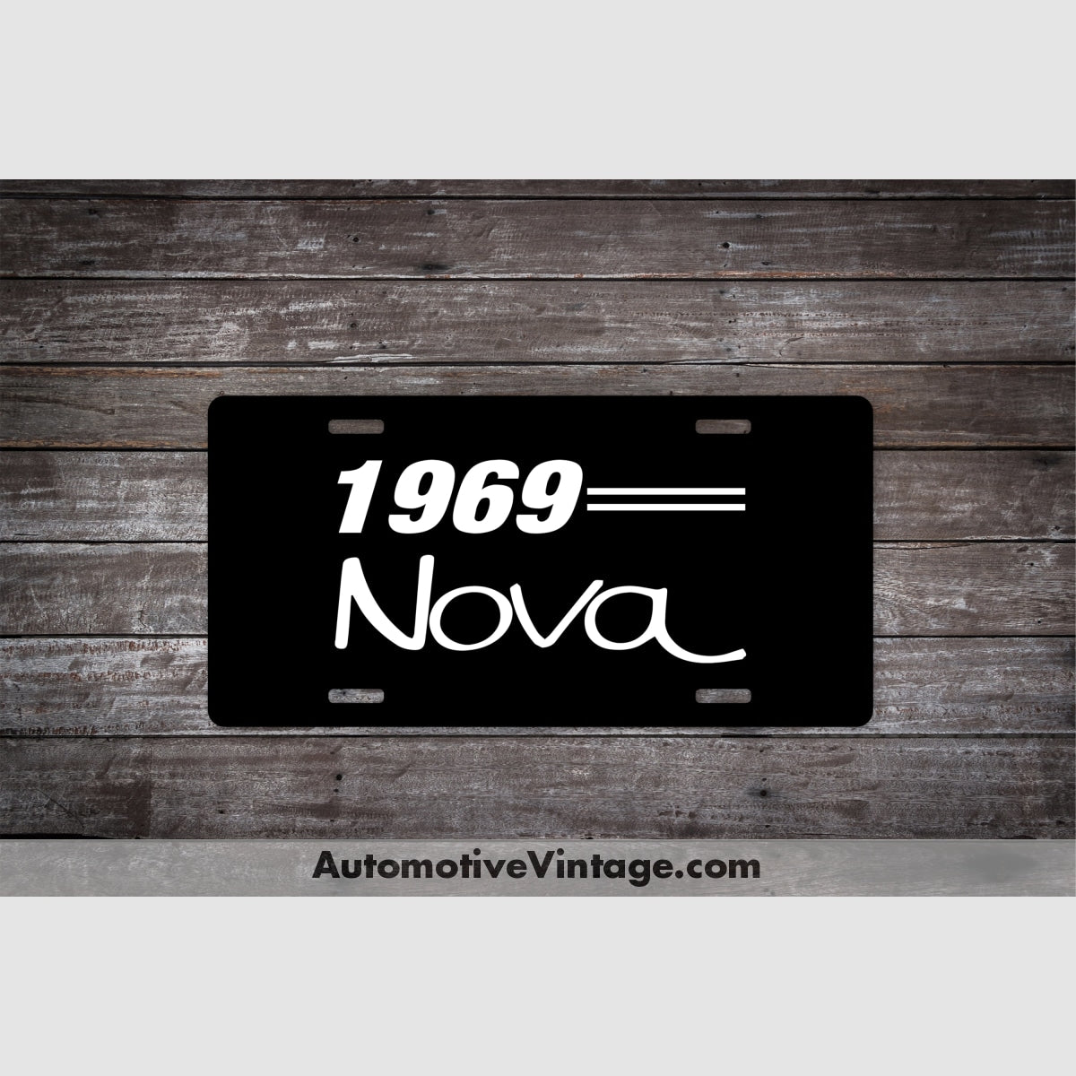 1969 Chevrolet Nova License Plate Black With White Text Car Model