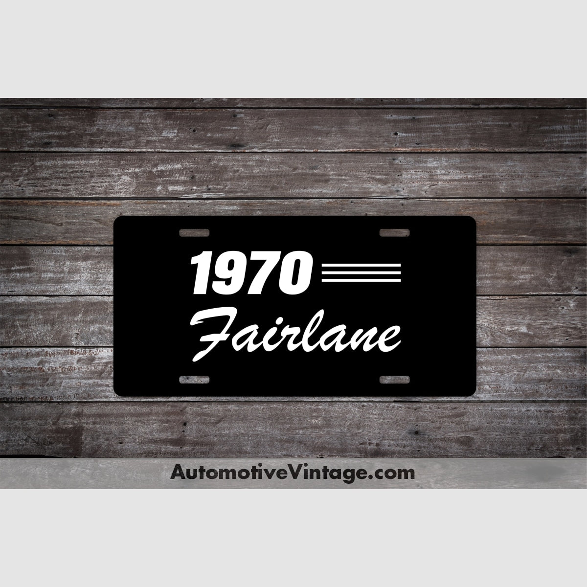 1970 Ford Fairlane License Plate Black With White Text Car Model