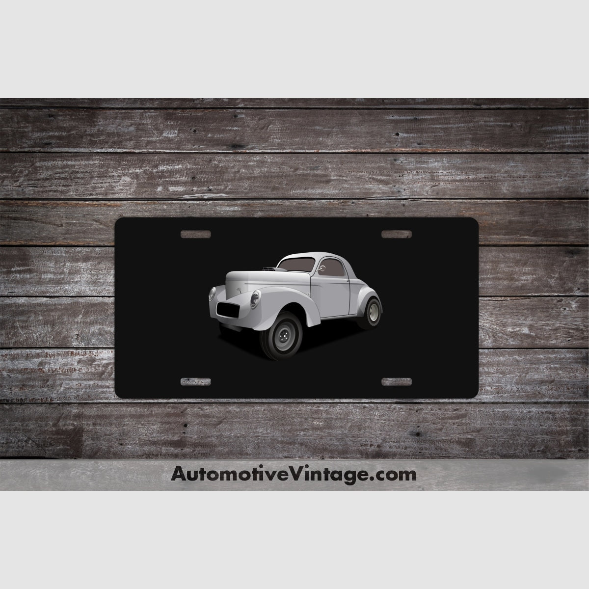 Hot Rod Willys Famous Car License Plate Black