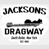 Jacksons Dragway South Butler New York B&W Drag Racing Sticker Stickers