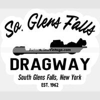 South Glens Falls Dragway New York B&W Drag Racing Sticker Stickers