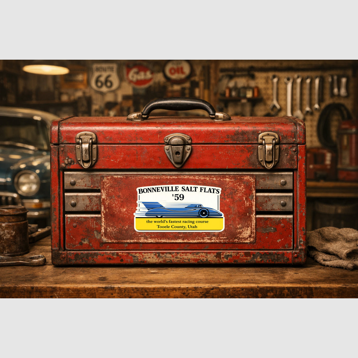 Bonneville Salt Flats 1959 Drag Racing Sticker Sticker Drag Racing Stickers