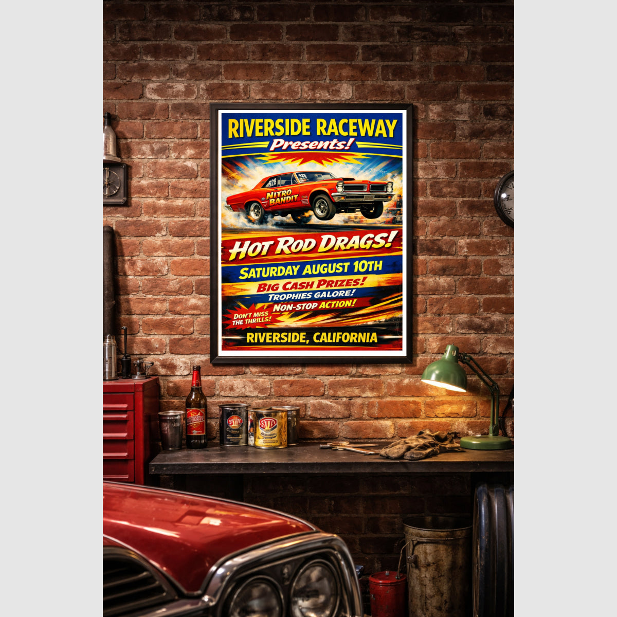 Riverside Raceway California Vintage Style Drag Racing Advertisement Drag Racing Advertisement Poster