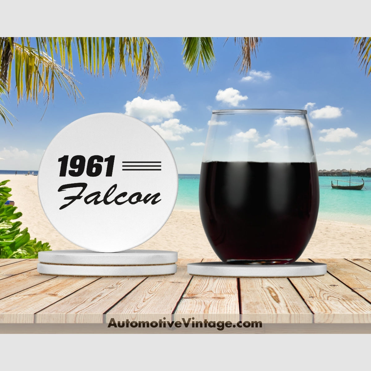 1961 Ford Falcon Drink Coaster Set Car Model