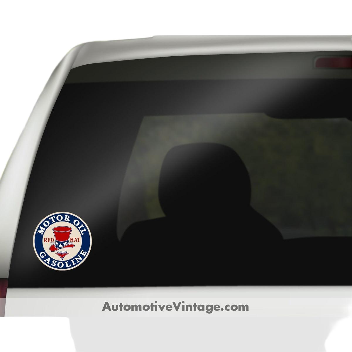 Red Hat Motor Oil Gasoline Vintage Car Sticker Stickers