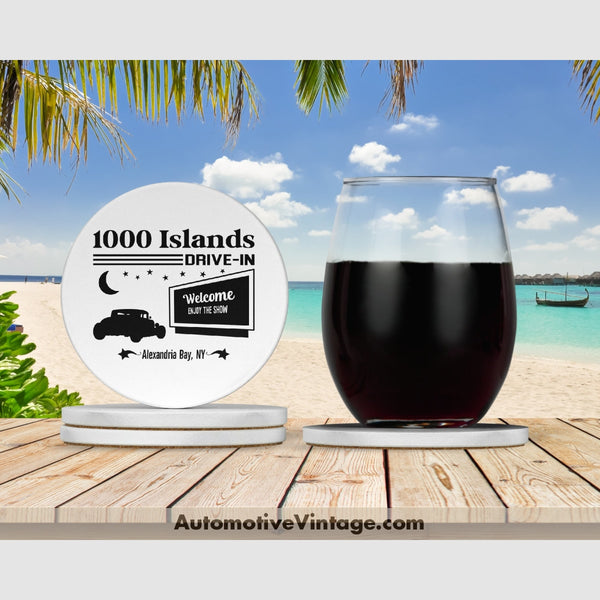 1000 Islands Drive In, Alexandria Bay, New York Drive-In Movie Drink Coaster Set