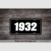 1932 Car Year License Plate Black With White Text