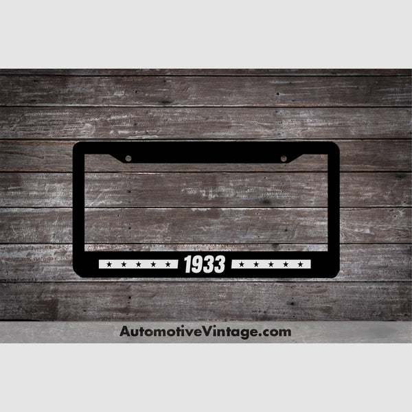 1933 Car Year License Plate Frame Black Frame - White Letters