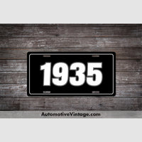 1935 Car Year License Plate Black With White Text