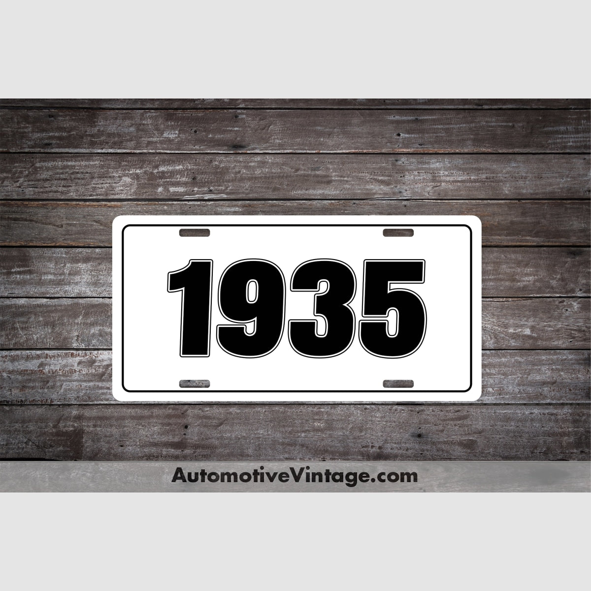 1935 Car Year License Plate White With Black Text