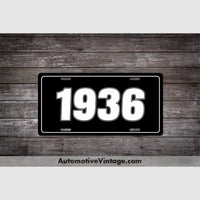 1936 Car Year License Plate Black With White Text