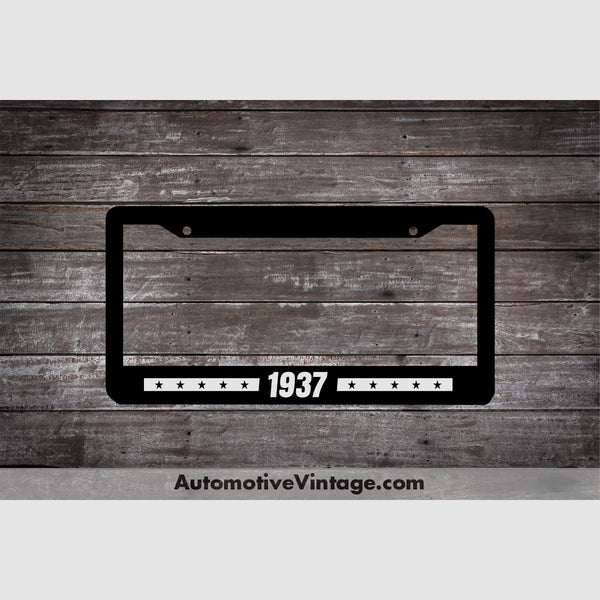 1937 Car Year License Plate Frame Black Frame - White Letters