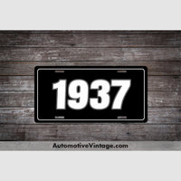 1937 Car Year License Plate Black With White Text