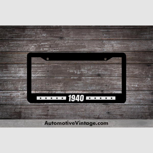 1940 Car Year License Plate Frame Black Frame - White Letters