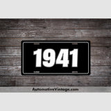 1941 Car Year License Plate Black With White Text