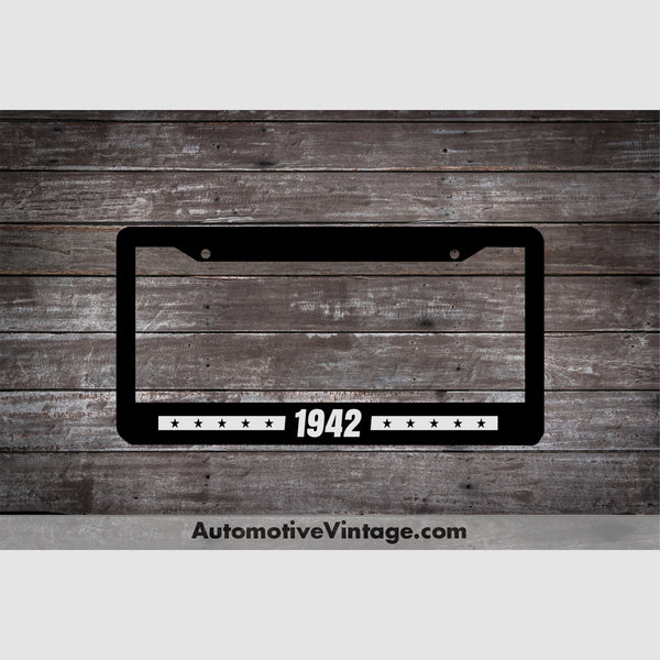 1942 Car Year License Plate Frame Black Frame - White Letters