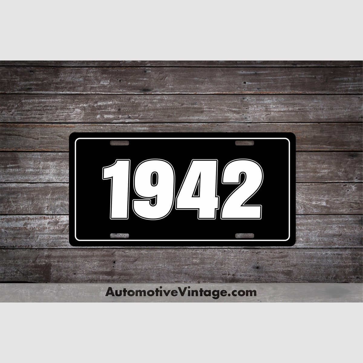 1942 Car Year License Plate Black With White Text