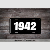 1942 Car Year License Plate Black With White Text