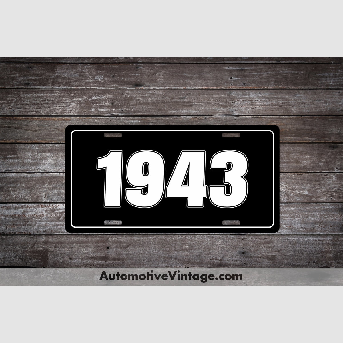 1943 Car Year License Plate Black With White Text