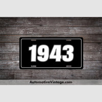 1943 Car Year License Plate Black With White Text