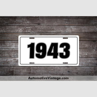1943 Car Year License Plate White With Black Text