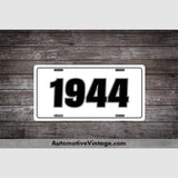 1944 Car Year License Plate White With Black Text