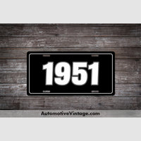 1951 Car Year License Plate Black With White Text