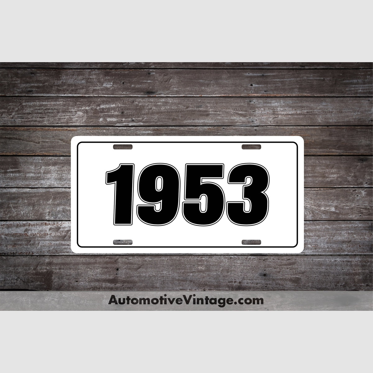 1953 Car Year License Plate White With Black Text