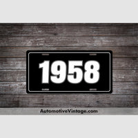 1958 Car Year License Plate Black With White Text