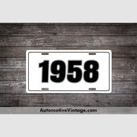 1958 Car Year License Plate White With Black Text