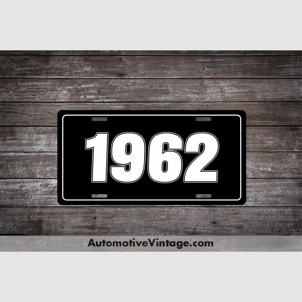 1962 Car Year License Plate Black With White Text