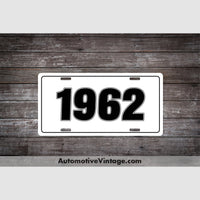 1962 Car Year License Plate White With Black Text