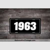 1963 Car Year License Plate Black With White Text