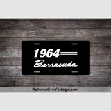 1964 Plymouth Barracuda License Plate Black With White Text Car Model