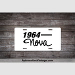 1964 Chevrolet Nova License Plate White With Black Text Car Model
