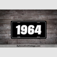 1964 Car Year License Plate Black With White Text