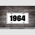1964 Car Year License Plate White With Black Text