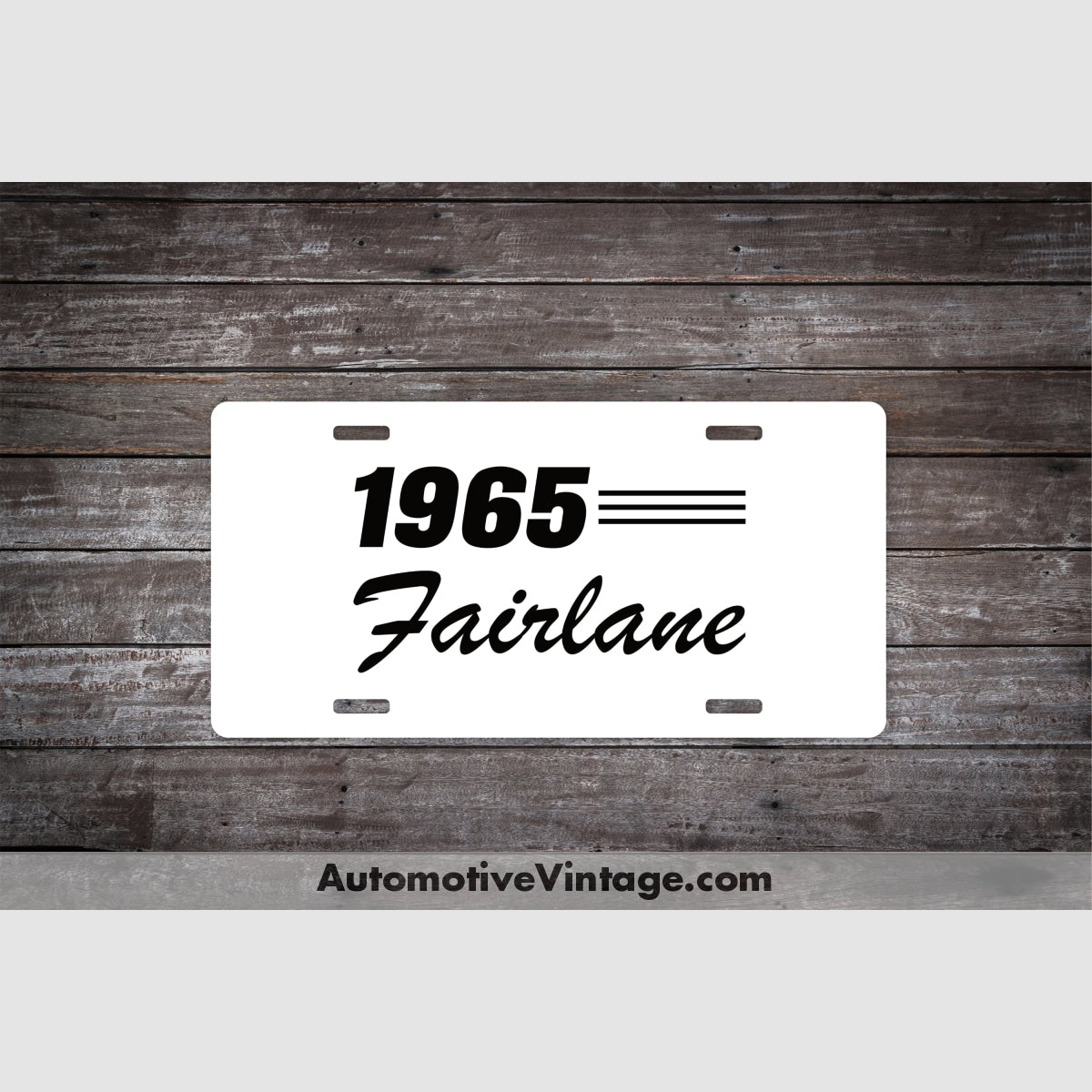 1965 Ford Fairlane License Plate White With Black Text Car Model