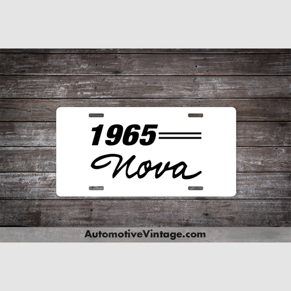 1965 Chevrolet Nova License Plate White With Black Text Car Model