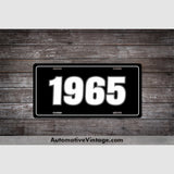 1965 Car Year License Plate Black With White Text