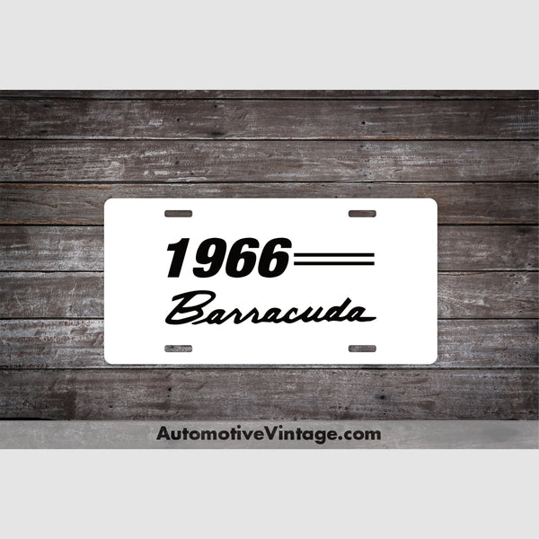 1966 Plymouth Barracuda License Plate White With Black Text Car Model