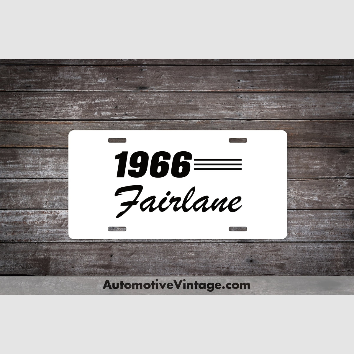 1966 Ford Fairlane License Plate White With Black Text Car Model