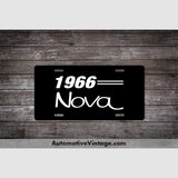 1966 Chevrolet Nova License Plate Black With White Text Car Model