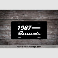 1967 Plymouth Barracuda License Plate Black With White Text Car Model
