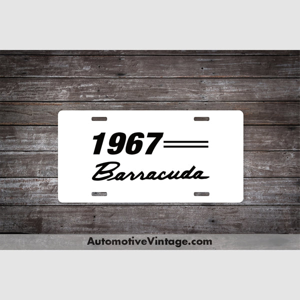 1967 Plymouth Barracuda License Plate White With Black Text Car Model