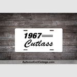 1967 Oldsmobile Cutlass License Plate White With Black Text Car Model