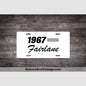 1967 Ford Fairlane License Plate White With Black Text Car Model