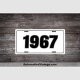 1967 Car Year License Plate White With Black Text